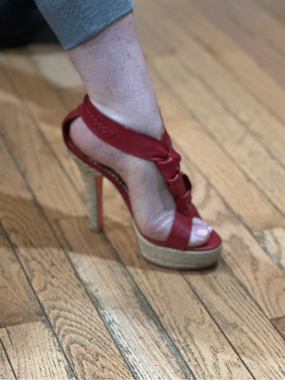 Harajuku Lovers Red Strappy Platform Wedge Sandals